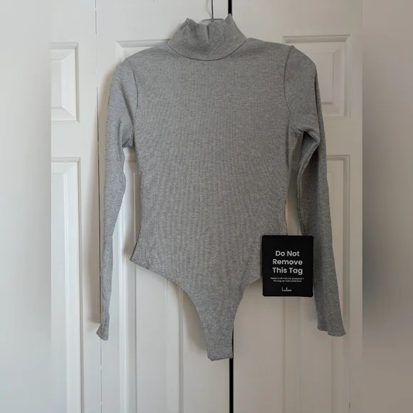 NWT Lulu's Heather Gray Long Sleeve Bodysuit - Picture 6 of 8